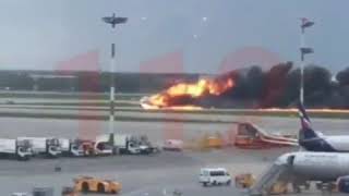 Accident Aeroflot SU95 at Moscow on May 5th 2019 aircraft burns down on landing [upl. by Einhapets]