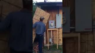 hardieplank install behind electric panels [upl. by Alarise]