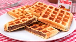 Gofres Rellenos de Nutella  Waffles [upl. by Fogarty]