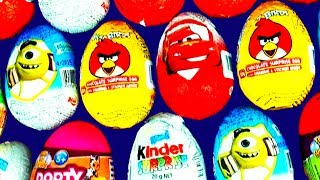 SURPRISE EGGS Kinder Disney Princess Cars Spongebob Angry Birds Play Doh Mickey Minnie Barbie Thomas [upl. by Maharba]