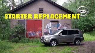 Nissan XTrail T30 Starter Replacement Startin vaihto [upl. by Ardnod]