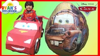 GIANT EGG SURPRISE OPENING Disney Cars Toys with Tow Mater [upl. by Sladen]