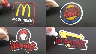 Burger Brand Logos Pancake Art  Burger King Wendys InNOut McDonalds [upl. by Wardlaw]