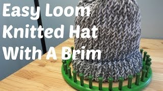 Easy Loom Knitted Hat With A Brim [upl. by Ynnos]