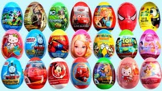 24 Surprise Eggs Kinder Surprise Mickey Mouse Cars 2 Minnie Mouse Spongebob [upl. by Parsons]