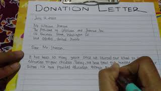 How to Write a Donation Letter for Charity Program  Writing Practices [upl. by Haerdna]