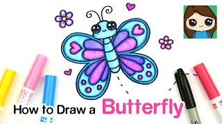 How to Draw a Butterfly Easy [upl. by Levesque]