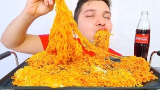 EXTREMELY CHEESY SUPER SPICY FIRE RAMEN NOODLES • Mukbang amp Recipe [upl. by Edobalo]