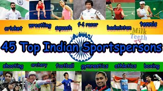 45 Top Famous Indian Sportspersons Names and Pictures  General Knowledge Sports Quiz [upl. by Notlehs]