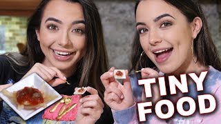 Tiny Food Challenge Spaghetti  Merrell Twins [upl. by Noirred]