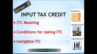 GST Input Tax Credit I Eligibility amp Conditions for taking ITC I Blocked ITC [upl. by Ellezig]