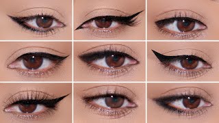 How To 9 Different Eyeliner Styles on HOODED EYES  Easy Beginner Friendly Tutorial [upl. by Hairahcez882]