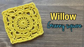 How to Crochet Willow Granny Square Lacey flower granny square Beginner friendly [upl. by Tice]