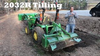 John Deere 2032R  Garden Tilling [upl. by Yvor468]