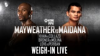 WeighIn Live Mayweather vs Maidana  SHOWTIME Boxing [upl. by Hetti]