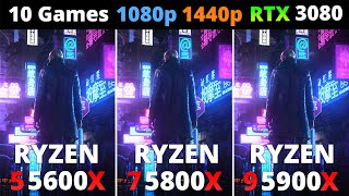 Ryzen 5 5600X vs Ryzen 7 5800X vs Ryzen 9 5900X  Performance Comparison 10 Games 1080p and 1440p [upl. by Ettennal]