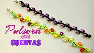 PULSERA con CUENTASMOSTACILLAS en forma de FLOR EFECTO RAMAS [upl. by Larisa]