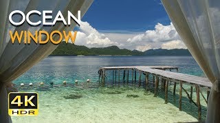 4K HDR Ocean Window  Tropical Sea View  Relaxing Lapping Wave Sounds  Ultra HD Nature Video [upl. by Kristoffer]