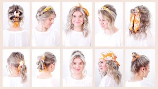 10 Easy Summer Hairstyles with Bandana Headband  Milabu [upl. by Hana533]