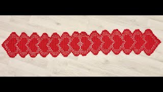 Tuto chemin de table coeur au crochet [upl. by Annuahsal]