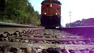 BNSF Coal Empty Accelerates over camera [upl. by Nelyaw]